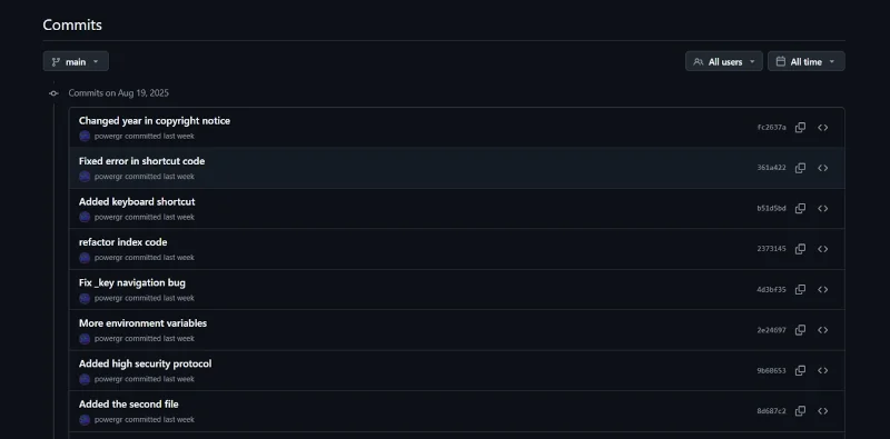 Example of a null cipher in Git commit